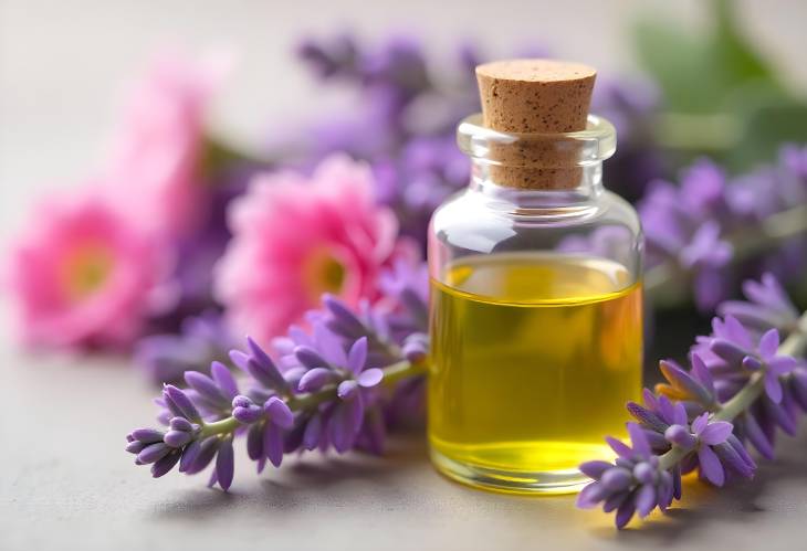 Captivating Lavender Oil Among Fresh Blooms